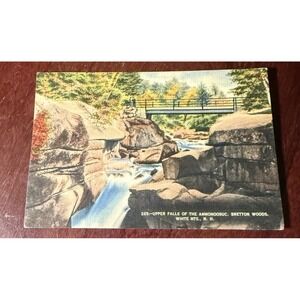 Linen 1940 Postcard Upper Falls Ammonoosuc Bretton Woods NH Mt Washington Stamp